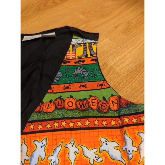 Basic Editions Vest Women Large Black Halloween Ghost Cat Witch Pumpkins Spider - Picture 6 of 11